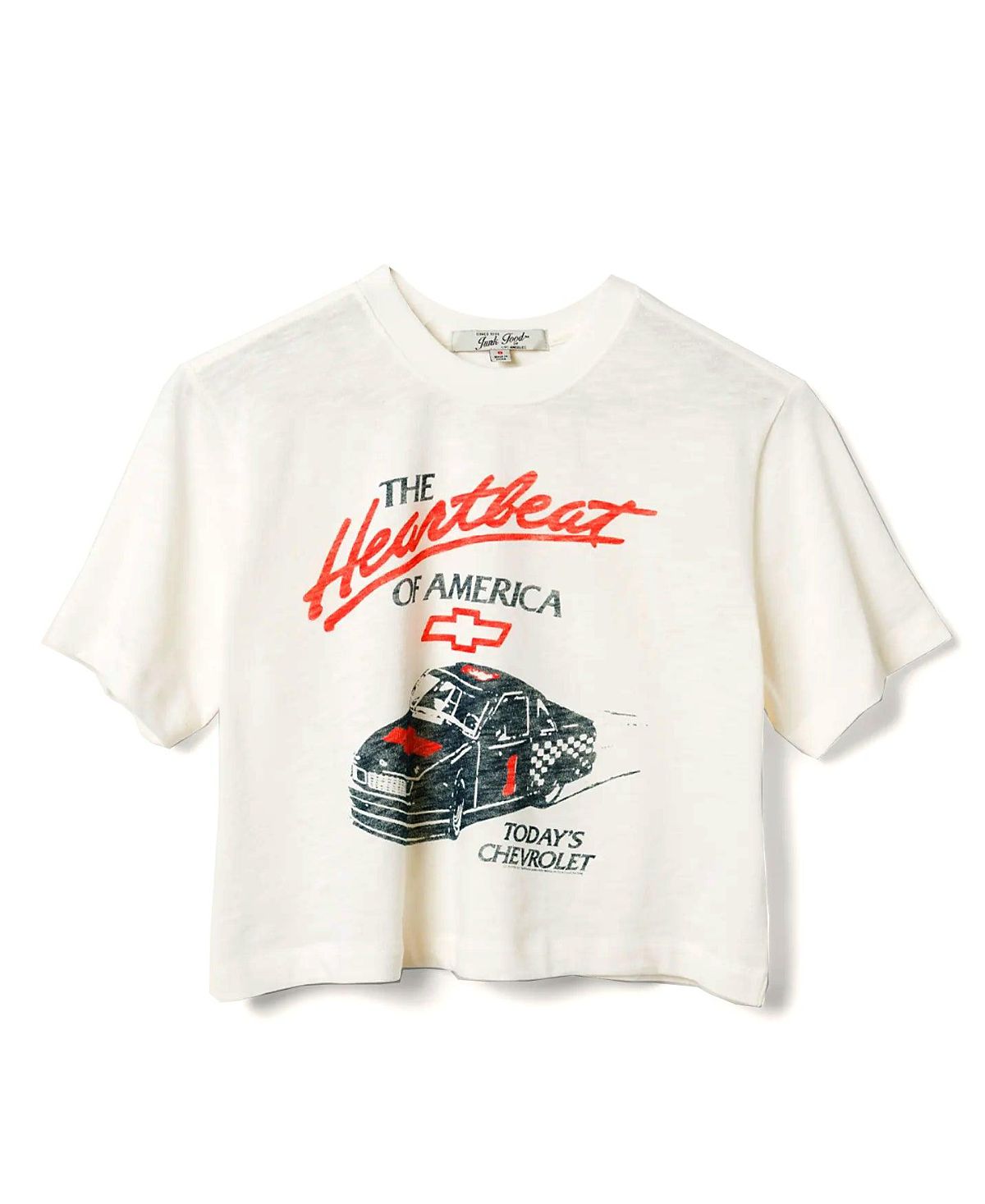 Junk Food Clothing Women's Chevy Hearbeat of America Mock Neck Crop Tee
