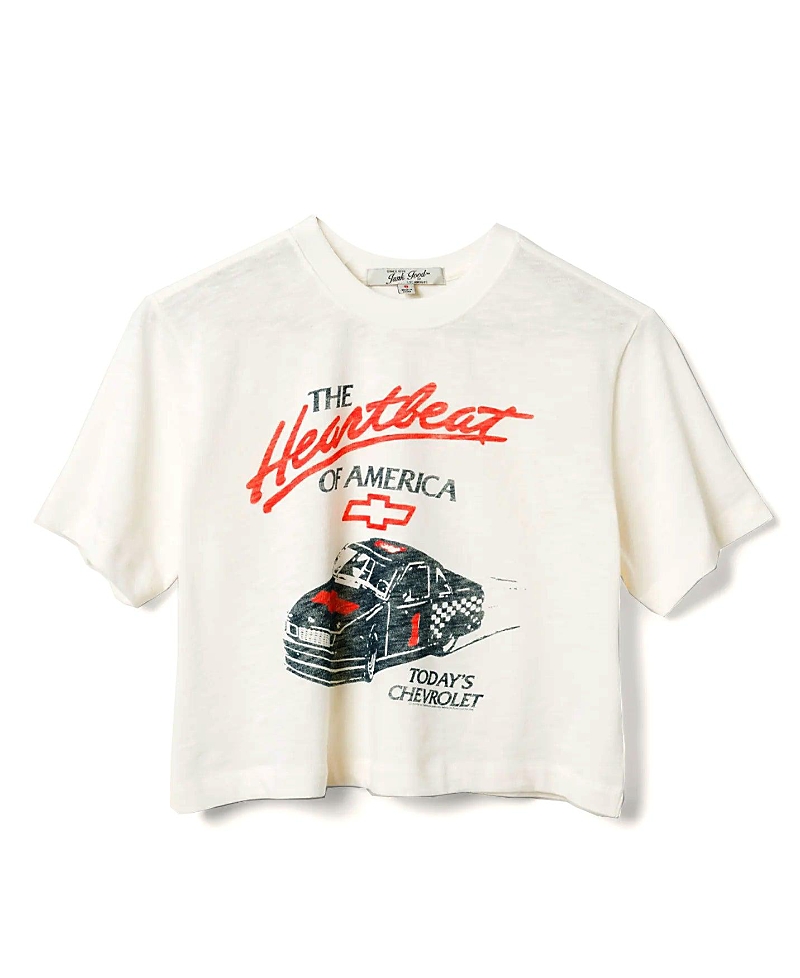 Junk Food Clothing Women's Chevy Hearbeat of America Mock Neck Crop Tee
