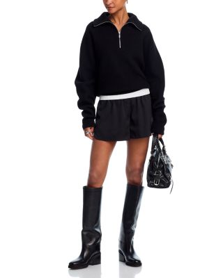 Wool Half Zip Funnel Neck Sweater