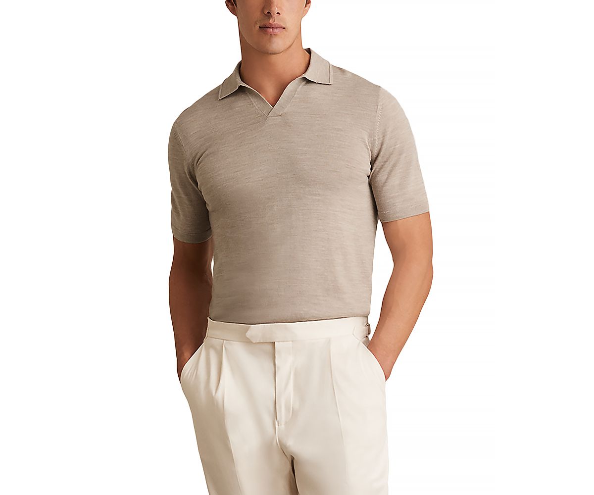 Reiss Duchie Short Sleeve Open Collar Merino Polo Shirt