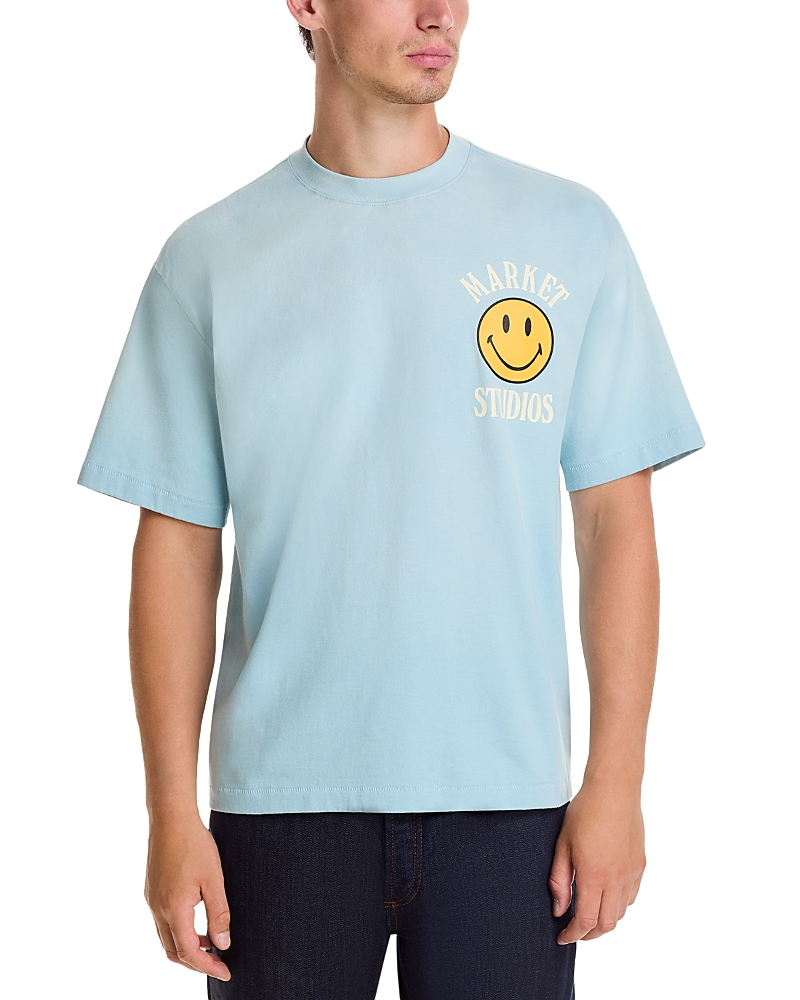 Market Upside Down Smiley Graphic Tee In Blue