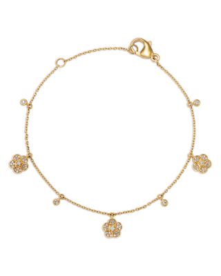 Bloomingdale's Fine Collection - Diamond Flower Bracelet in 14K Yellow Gold, 0.20 tcw