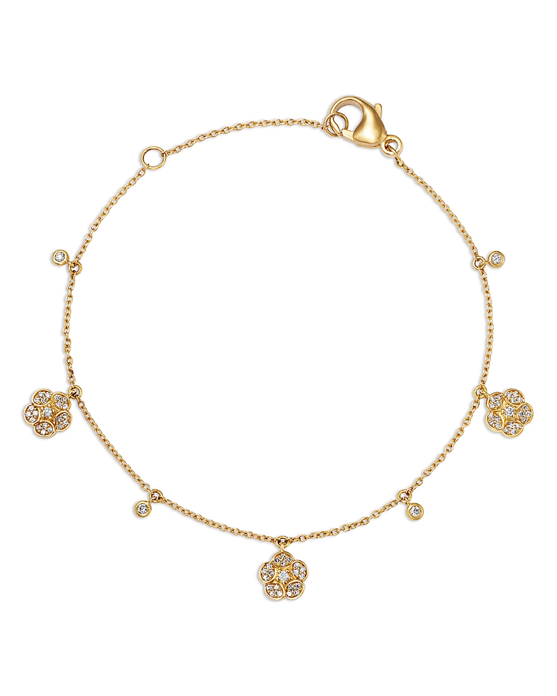 Bloomingdale's Fine Collection Diamond Flower Bracelet in 14K Yellow Gold, 0.20 tcw