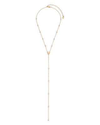 Santorini Cubic Zirconia Shell Lariat Necklace, 15"-18"