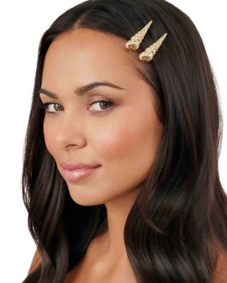 Cubic Zirconia Capri Shell Hair Barrettes, Set of 2