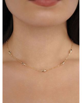 Baguette Crystal Oval Dome Simple Chain Necklace, 12"-17"