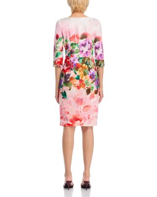 Scuba Floral Three Quarter Sleeve Dress