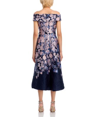 Floral Metallic Fit &amp; Flare Dress