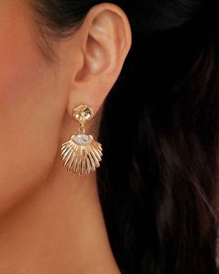 Santorini Cubic Zirconia Shell Drop Earrings