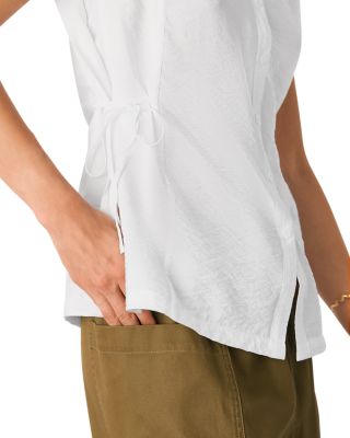 Button Down Tie Side Blouse