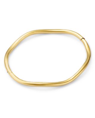 Polished Tube Wavy Bangle Bracelet in 14K Yellow Gold