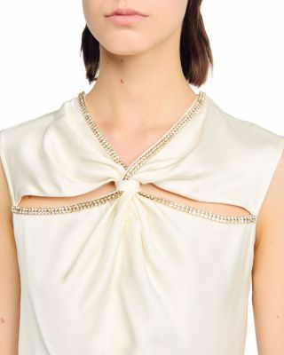 Rhinestone Trim Satin Maxi Dress