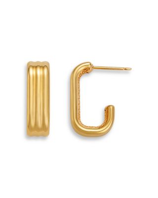 Rectangular Triple Hoop Earrings 14K Yellow Gold