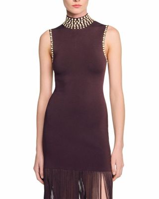 Fringe Knit Embellished Dress