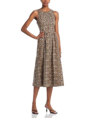 AQUA - Sleeveless Animal Print Midi Dress - Exclusive