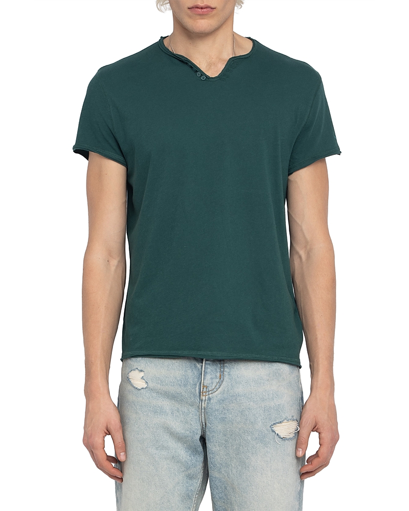 Zadig & Voltaire Monastir Split Collar Tee In Green