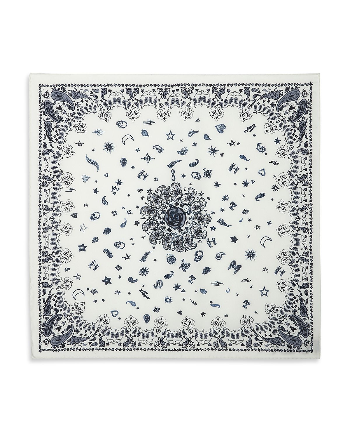 Zadig & Voltaire Bandana Print Mixed Silk Square Scarf