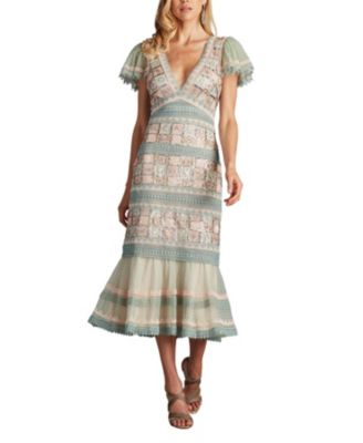 Belle Sequin Lace Panel Midi Dress