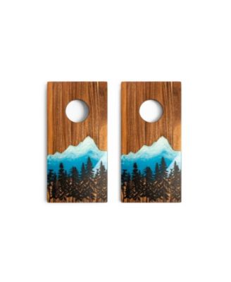 1ft x 2ft River Epoxy Resin with Live Edge Acacia Pathfinder ART Cornhole Board Sets