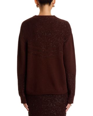 Wool Blend Sequin Intarsia Knit Sweater