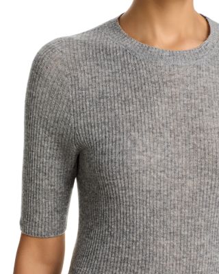 Platinum Wool Blend Ribbed Elbow Sleeve Sweater