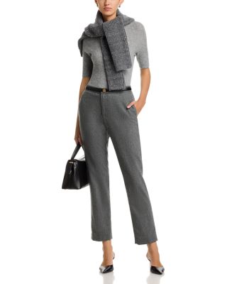Wool Blend Flare Leg Ankle Pants