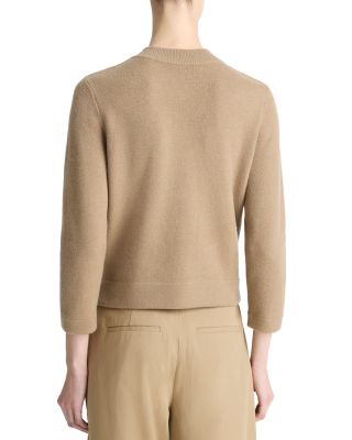 Wool Cashmere Shrunken Snap Front Cardigan