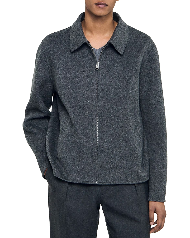 Sandro Double Face Jacket In Gray