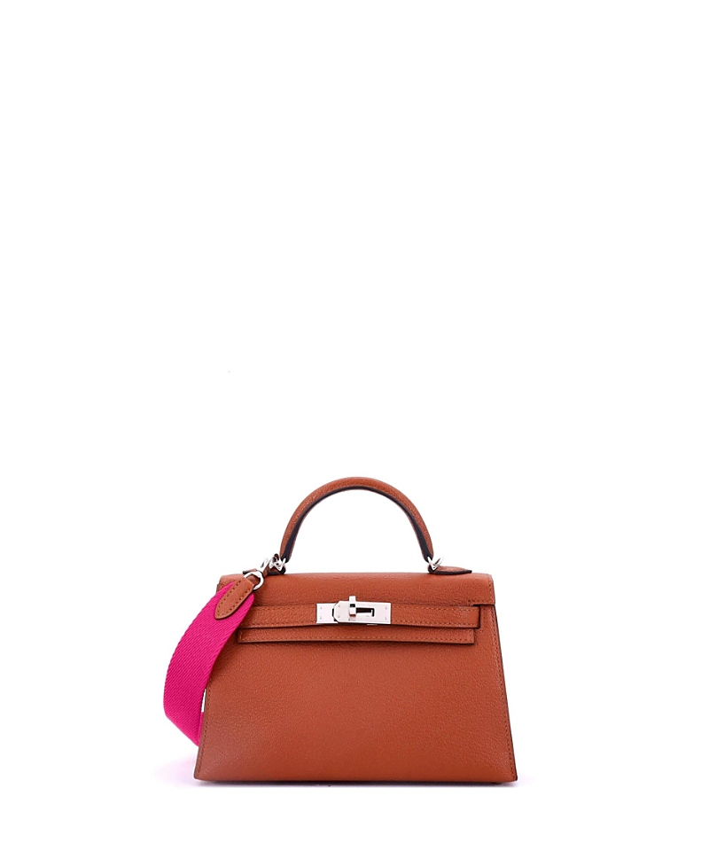 Pre-owned Pre-owned Hermes Hermes 20 Kelly Mini Ii Amazone Handbag Brown Chevre Mysore With Palladium Hardware