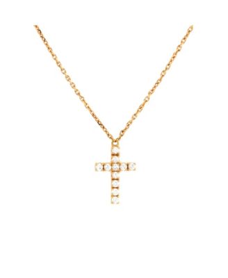 Pre-Owned Cartier - Cross Pendant Necklace 18K Rose Gold with Diamonds