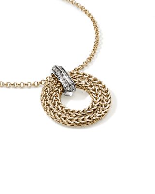 14K Yellow Gold Icon Diamond Link Pendant Necklace, 16"-18"