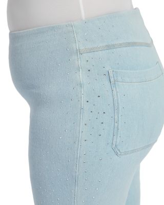 Plus Crystal Embellished Ankle Baby Boot Jeans in Tinted Blue