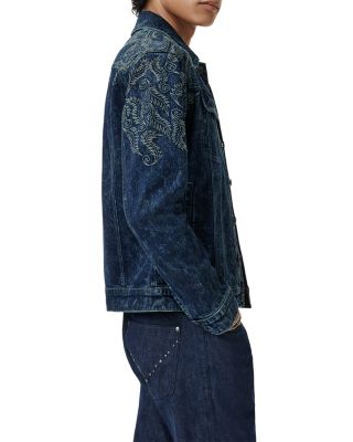 Anthony Regular Fit Embroidered Denim Trucker Jacket  