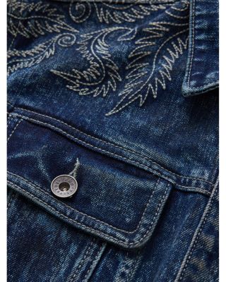 Anthony Regular Fit Embroidered Denim Trucker Jacket  