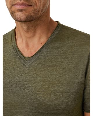 Wooster Slim Fit V Neck Linen Tee  