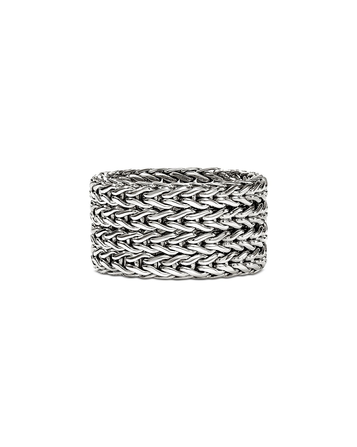 John Hardy Sterling Silver Icon Diamond Multirow Weave Ring