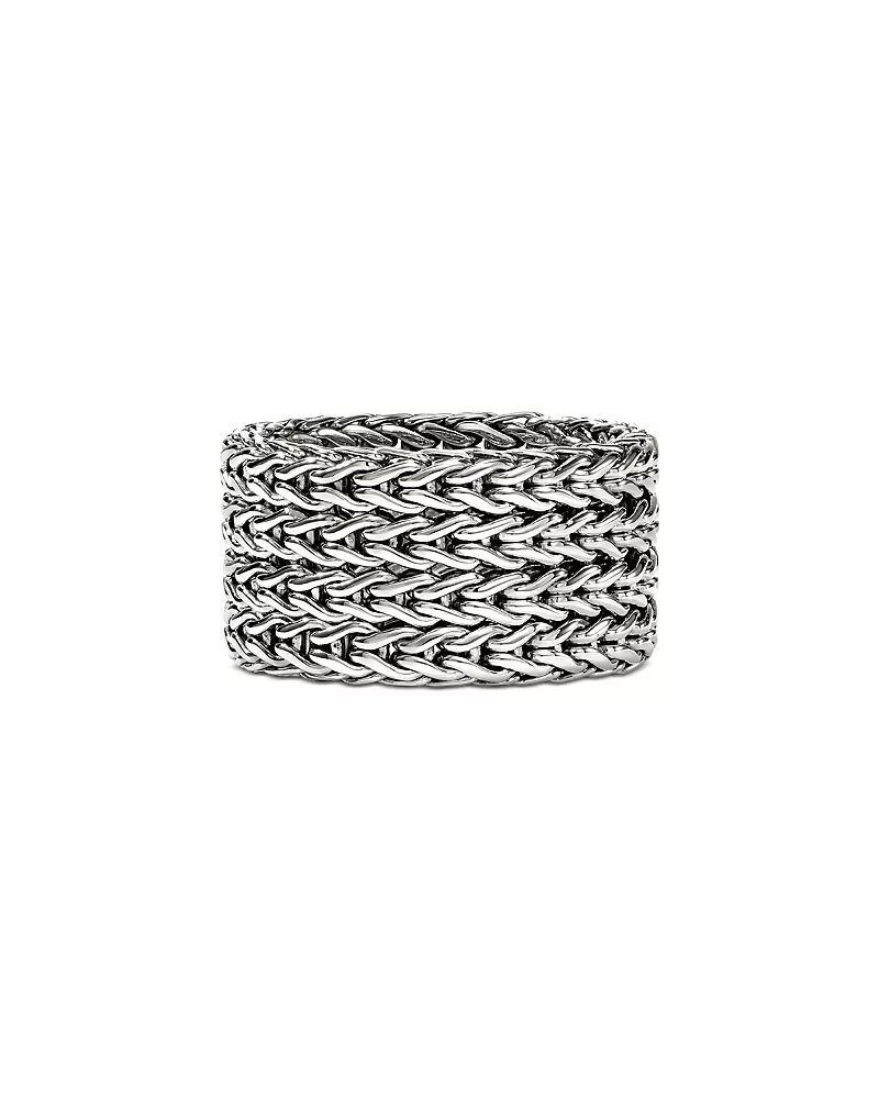 John Hardy Sterling Silver Icon Diamond Multirow Weave Ring