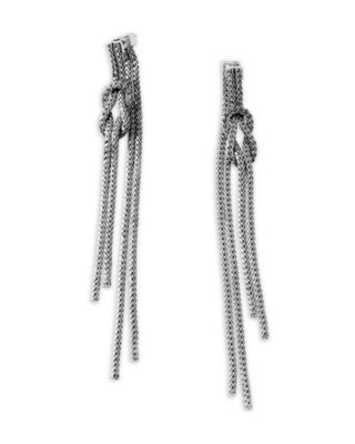 Sterling Silver Love Knot Chain Drop Earrings