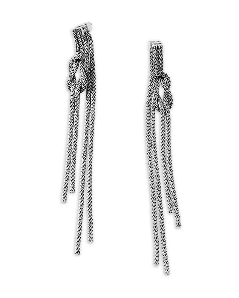 John Hardy Sterling Silver Love Knot Chain Drop Earrings