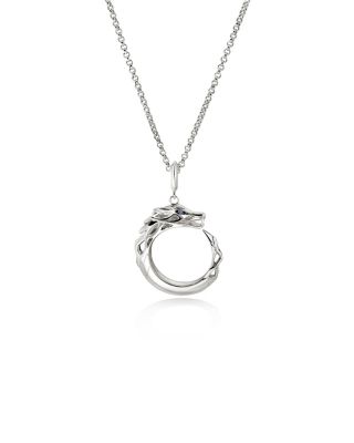 JOHN HARDY - Sterling Silver Naga Blue Sapphire Dragon Circle Pendant Necklace, 16"-18"