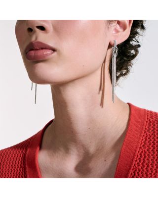 Sterling Silver Love Knot Chain Drop Earrings