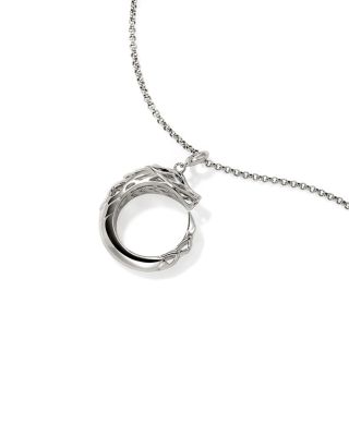 Sterling Silver Naga Blue Sapphire Dragon Circle Pendant Necklace, 16"-18"