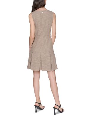 Textured Tweed Square Neck Mini Dress