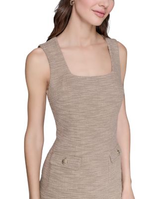 Textured Tweed Square Neck Mini Dress