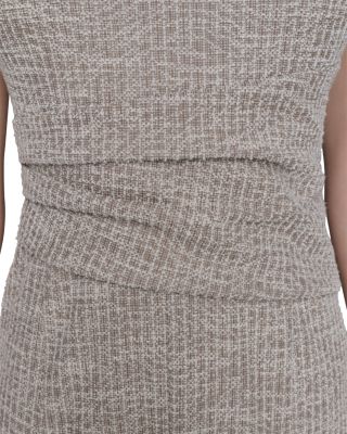 Stretch Tweed Pearl Neck Mini Dress