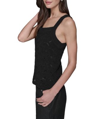 Fan Detail Sweater Tank Top