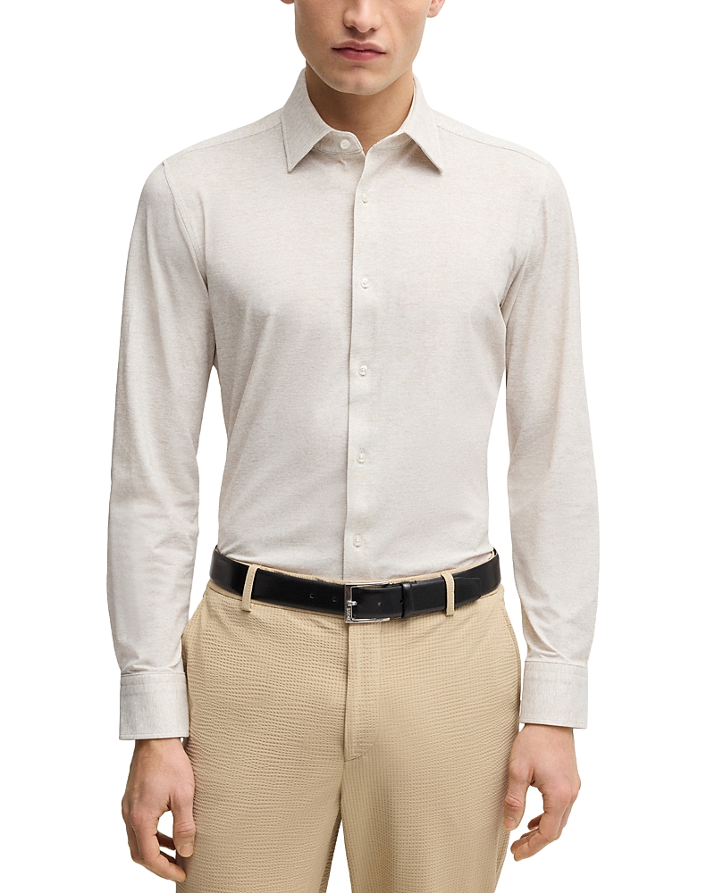 Hugo Boss Hank Kent Printed Button-front Shirt In Neutral
