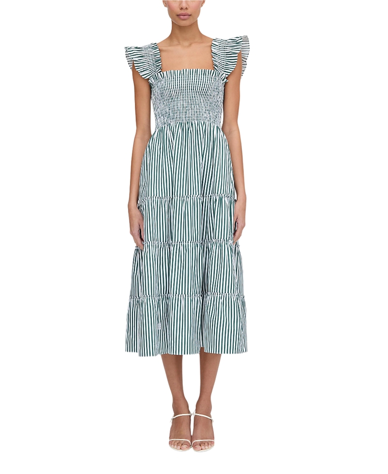 Hill House Home The Maternity Ellie Maxi Nap Dress Green Stripe In Blue