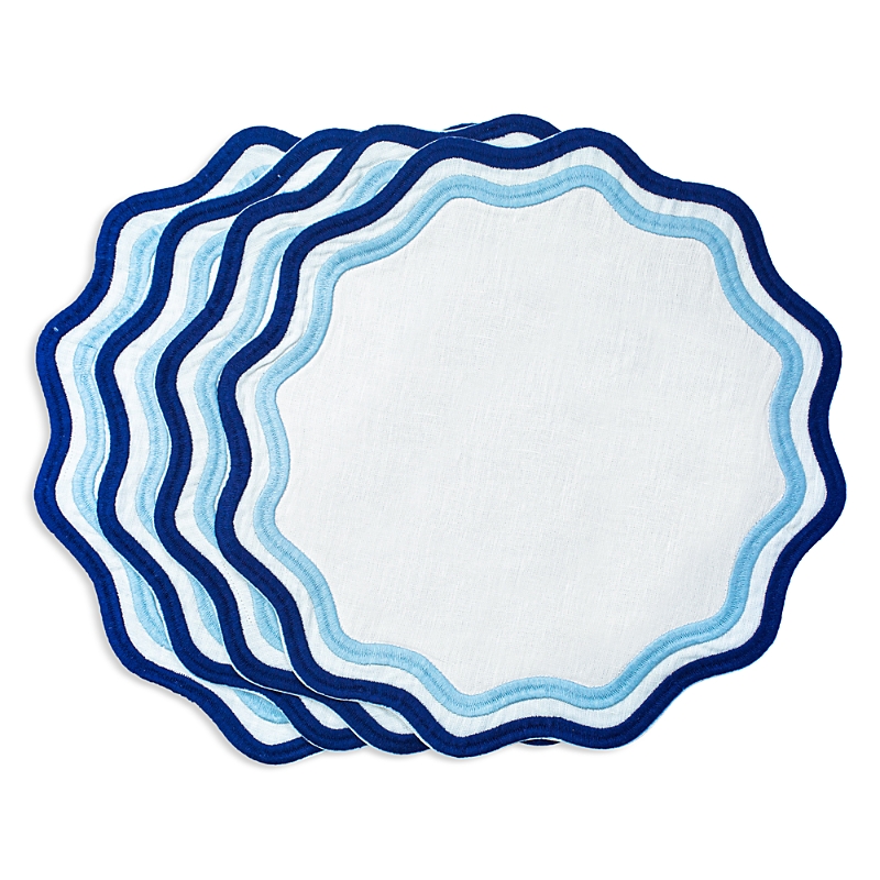 Misette Colorblock Embroidered Linen Placemats, Set of 4