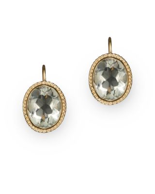14K Yellow Gold Bezel Set Large Drop Earrings with Prasiolite&nbsp;